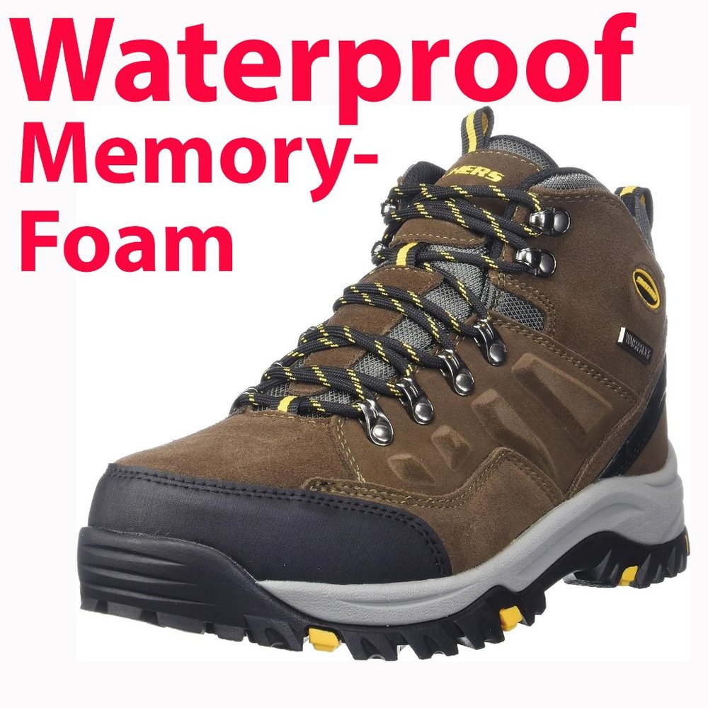 Brand New Skechers Relaxed Fit Relment Pelmo Waterproof Leather Hiking Boots
